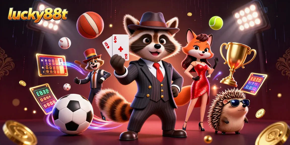 Place bets at lucky88t with a suave raccoon and glamorous fox amid thrilling casino action.
