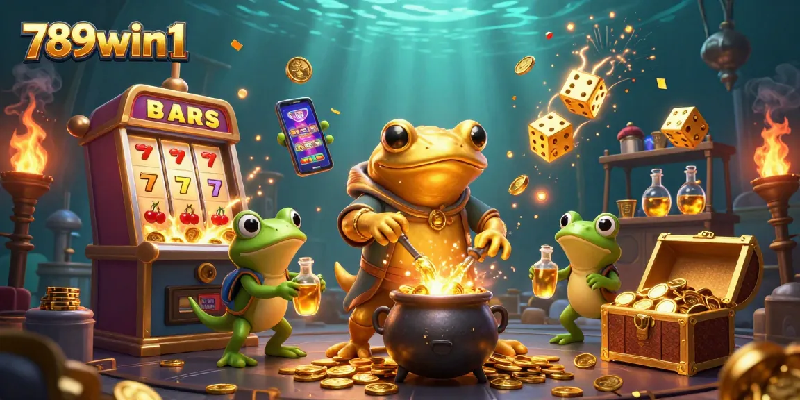 Experience the magic of 789win1 with golden coins and jackpots exploding in a vibrant casino scene.