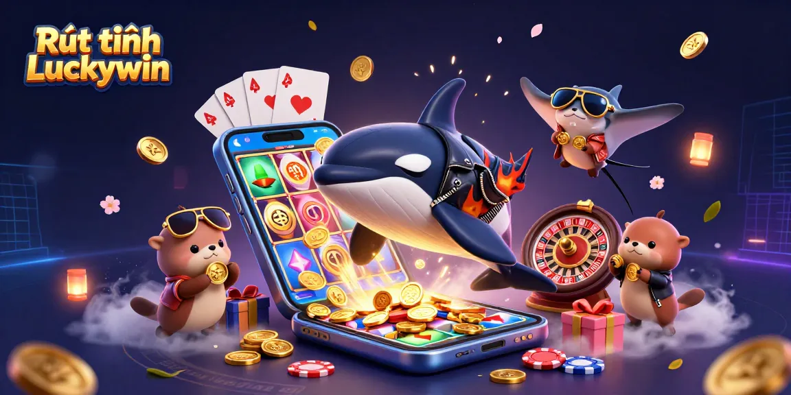 Experience fast and seamless Rút tiền Luckywin transactions with engaging casino characters and vibrant gaming elements.