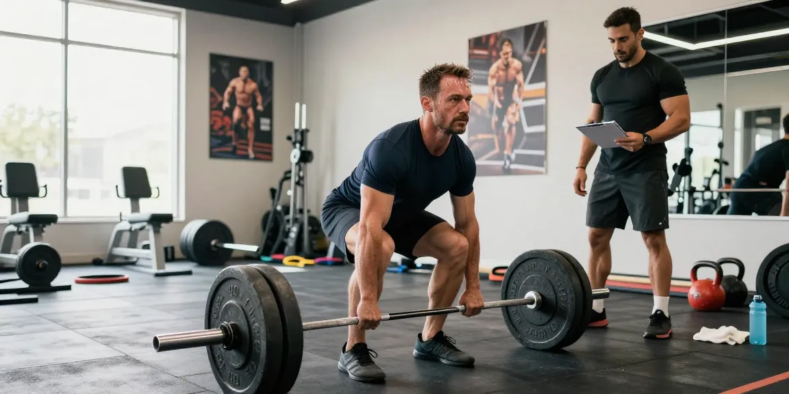 Prime Pharma Steroiden bodybuilder lifting weights in a vibrant gym.