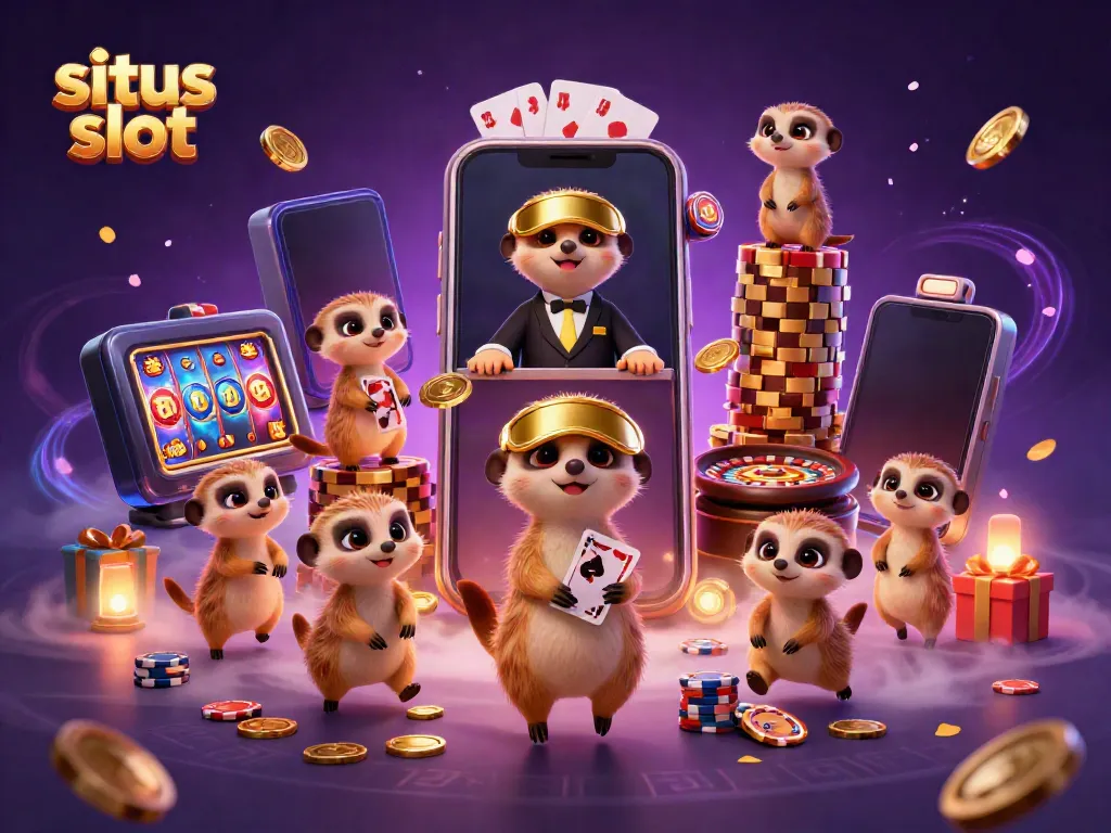 Experience thrilling gameplay at situs slot with meerkats managing an exciting casino operation.