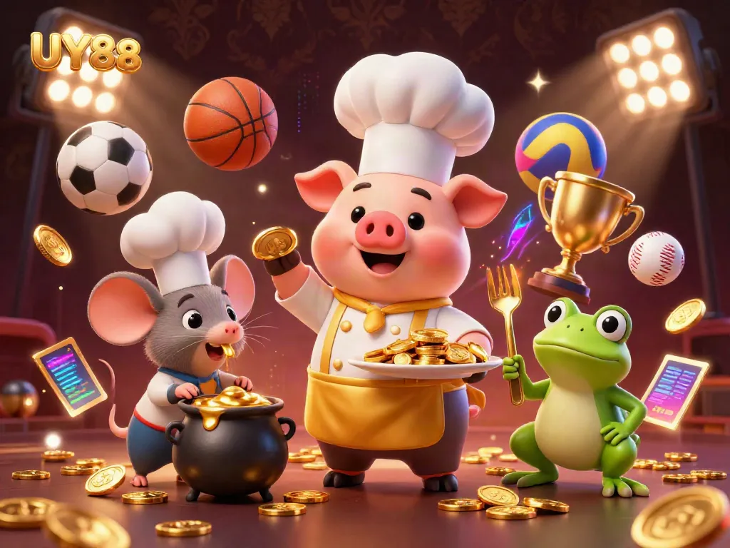 Experience the excitement at UY88 with vibrant casino characters and dynamic elements.