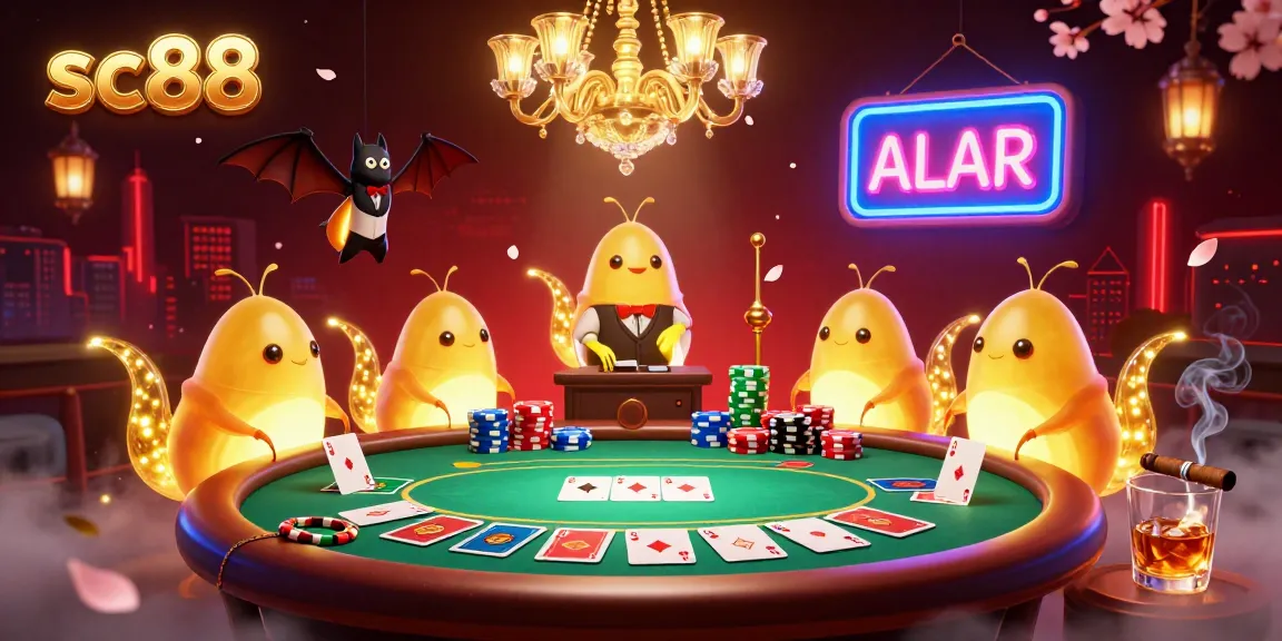Experience the excitement of sc88 with glowworms illuminating a vibrant casino scene featuring poker dynamics.