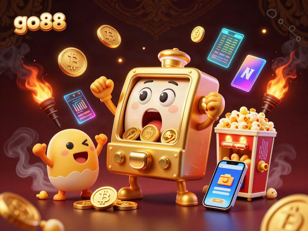 Spin and win at go88 with animated slot machines celebrating a jackpot in a vibrant casino scene.