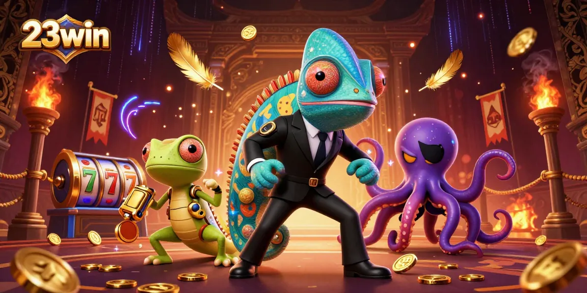 Engage with thrilling 23win gaming action featuring colorful characters and vibrant casino elements.