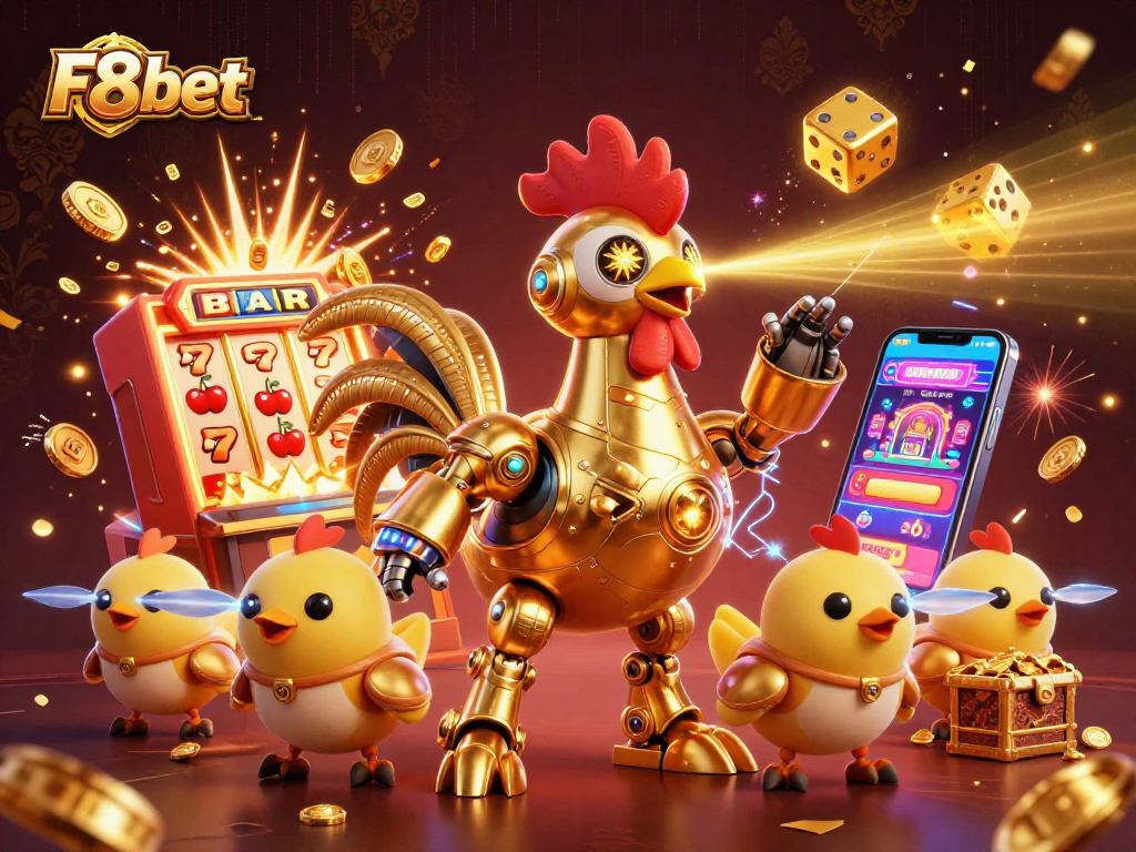 Experience thrilling gaming at F8bet as the golden rooster robot unleashes jackpot excitement!