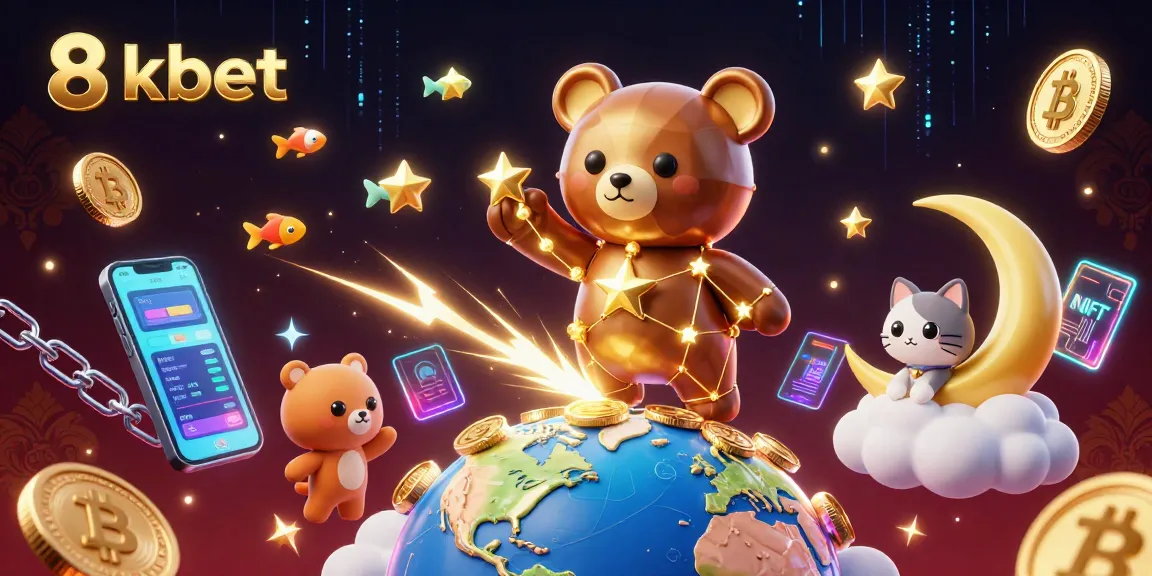 Play and win at 8kbet Casino with exciting 3D scenes of coins falling and shooting stars.