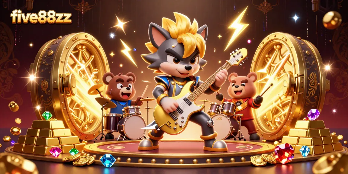 Experience the excitement at five88zz with a vibrant 3D casino scene featuring dynamic characters.
