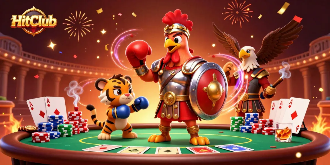 Experience the excitement of HitClub with a dynamic casino scene featuring vibrant characters and rich gaming elements.