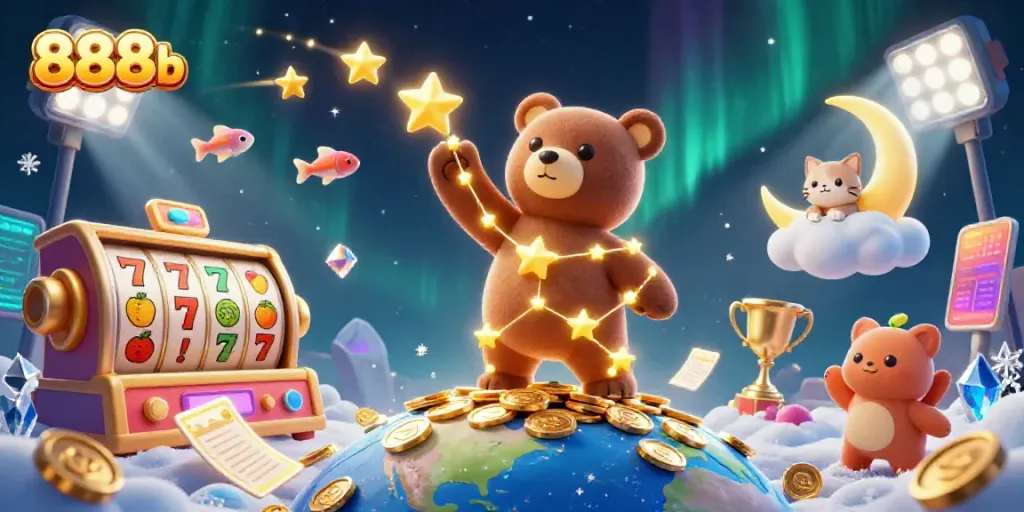 Engage with 888b's exciting casino experience featuring dynamic 3D characters and casino elements.