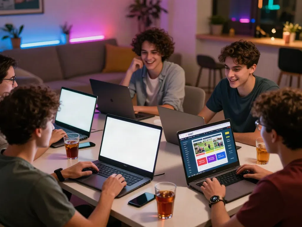 Exciting gaming scene featuring friends engaging with https://fabet.com.mx/ in a lively setting