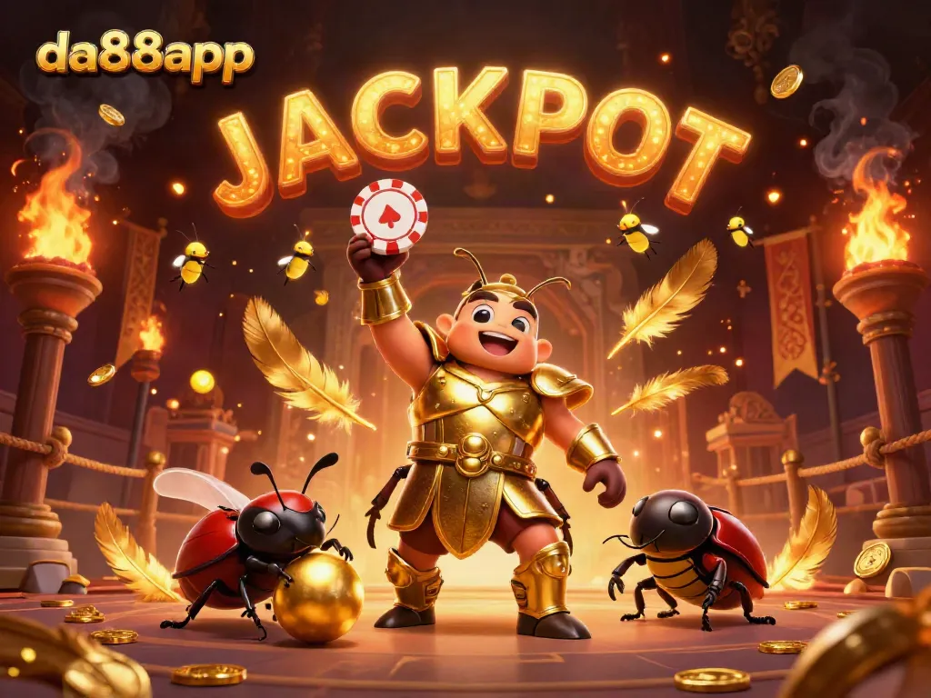 Engage in thrilling gaming at da88app with jackpot excitement and dynamic characters in a vibrant scene.