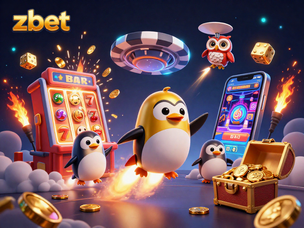 Experience zbet like never before, as a penguin rockets through a dazzling casino space adventure.