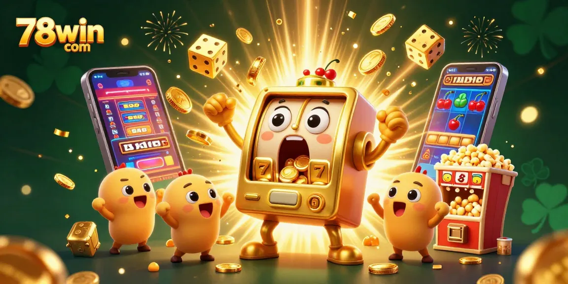 Win big at 78win com with vibrant jackpot action and cheerful slot characters in this exciting casino scene.