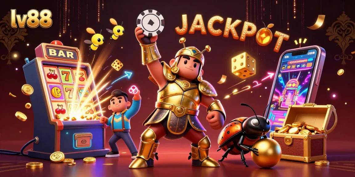 Experience the thrill of victory with lv88's jackpot scene featuring vibrant characters and casino elements.