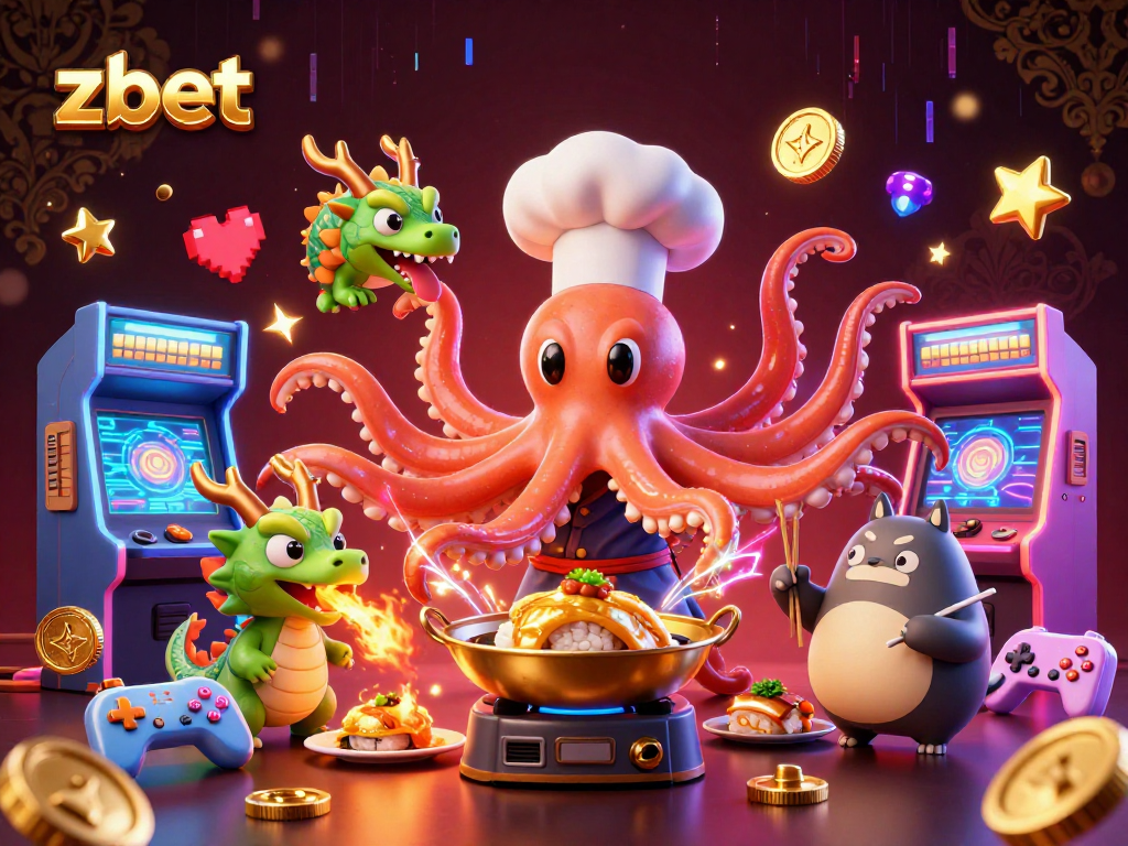 ZBet engages in thrilling online gaming with vibrant characters and dynamic casino elements.