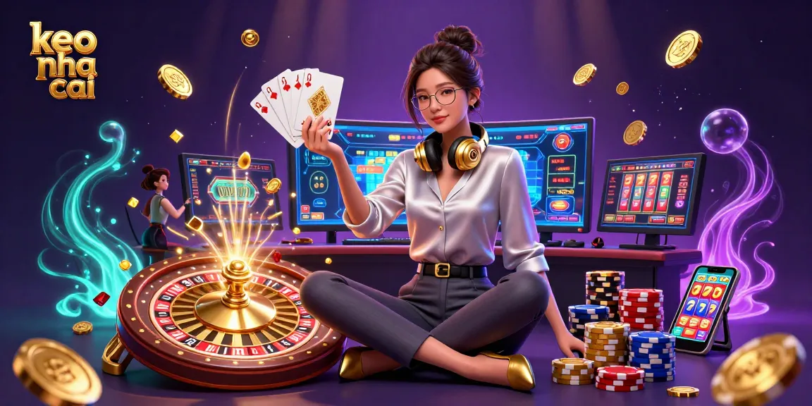 Engage with keo nha cai through this vibrant scene filled with casino excitement and gaming elements.