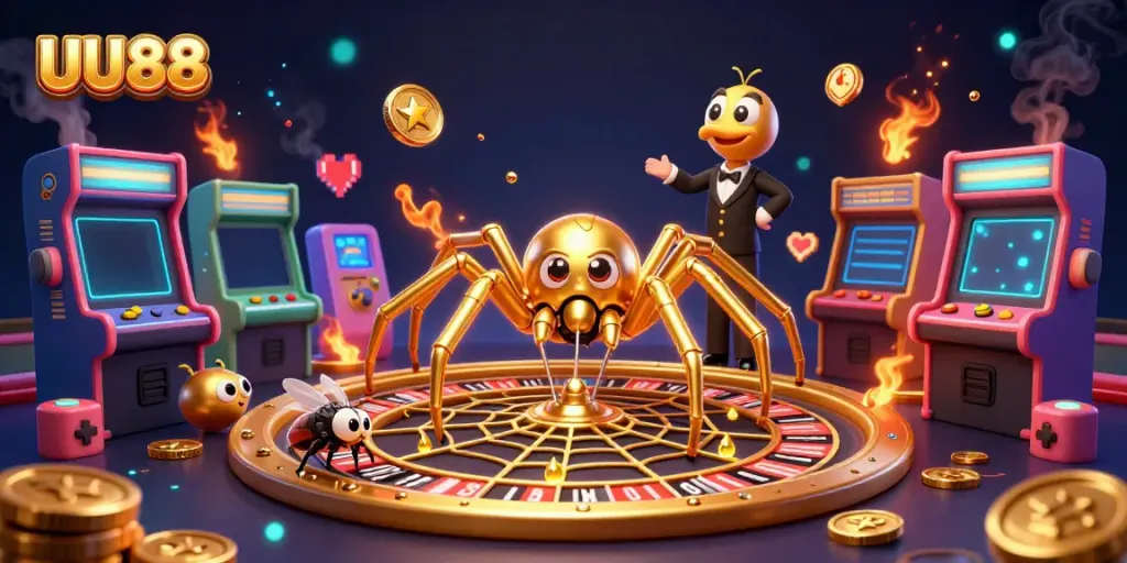 Engage in UU88 gameplay with a lively casino-themed scene featuring vibrant characters and elements.
