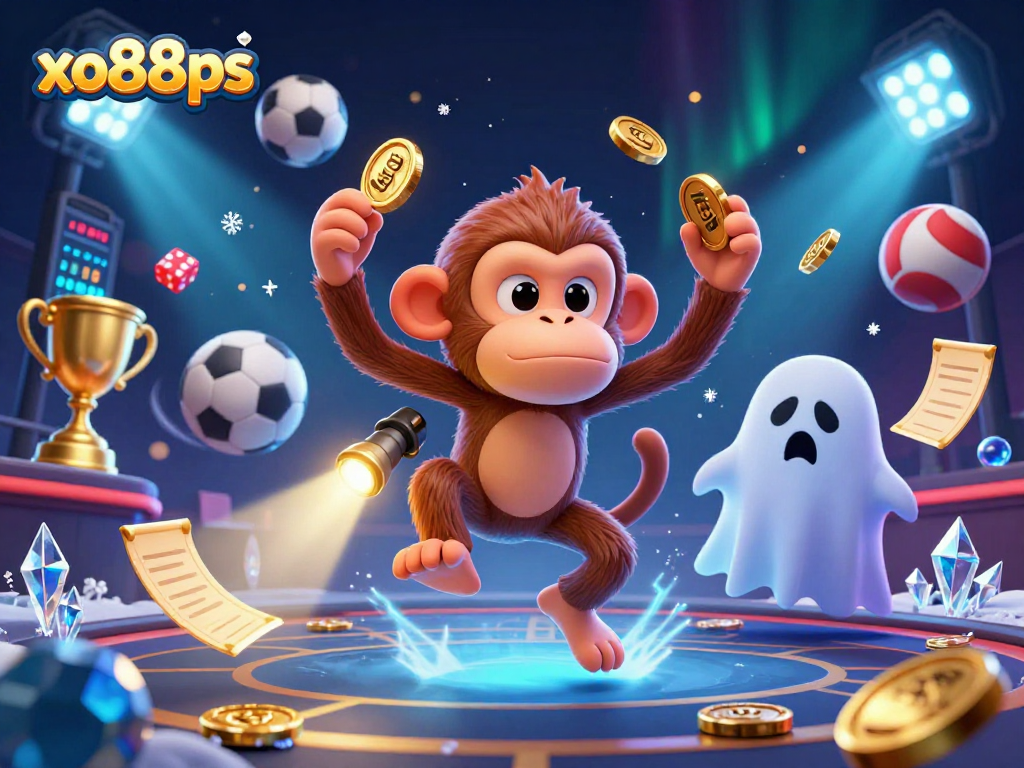 Track the mischievous poltergeist monkey juggling gold at the xo88ps haunted casino adventure.