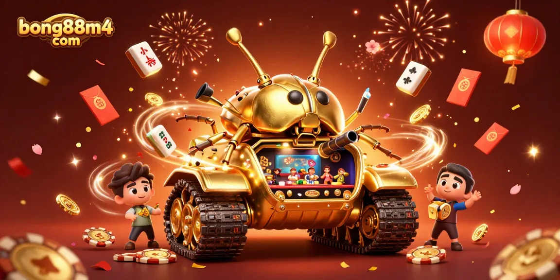 Experience the thrill of gambling with the vibrant bong88m4 com casino tank illustration featuring a miniature casino inside.