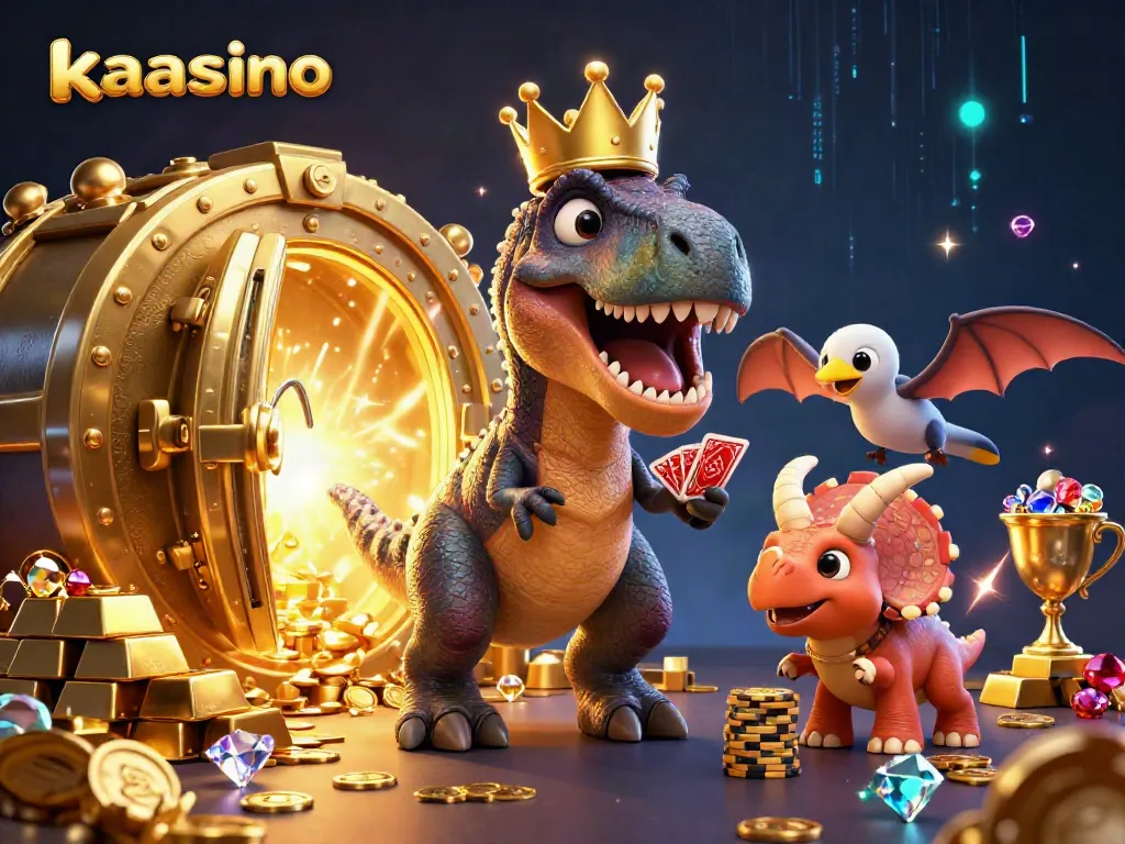 Kaasino offers an engaging casino scene with vibrant characters and rich gaming elements amidst sparkling treasures.