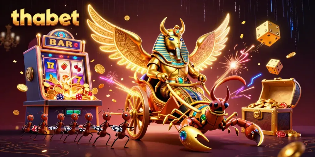 Experience the vibrant action of thabet's online casino with dynamic gaming elements and engaging characters.