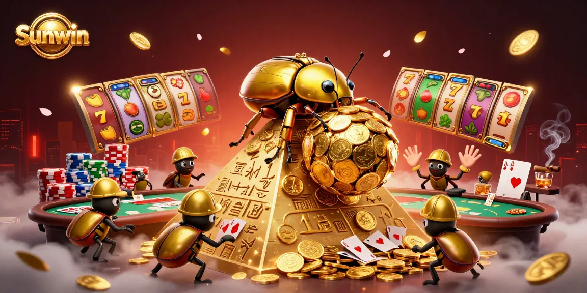 Experience thrilling gameplay at Sunwin, featuring captivating golden coin jackpots and poker elements.