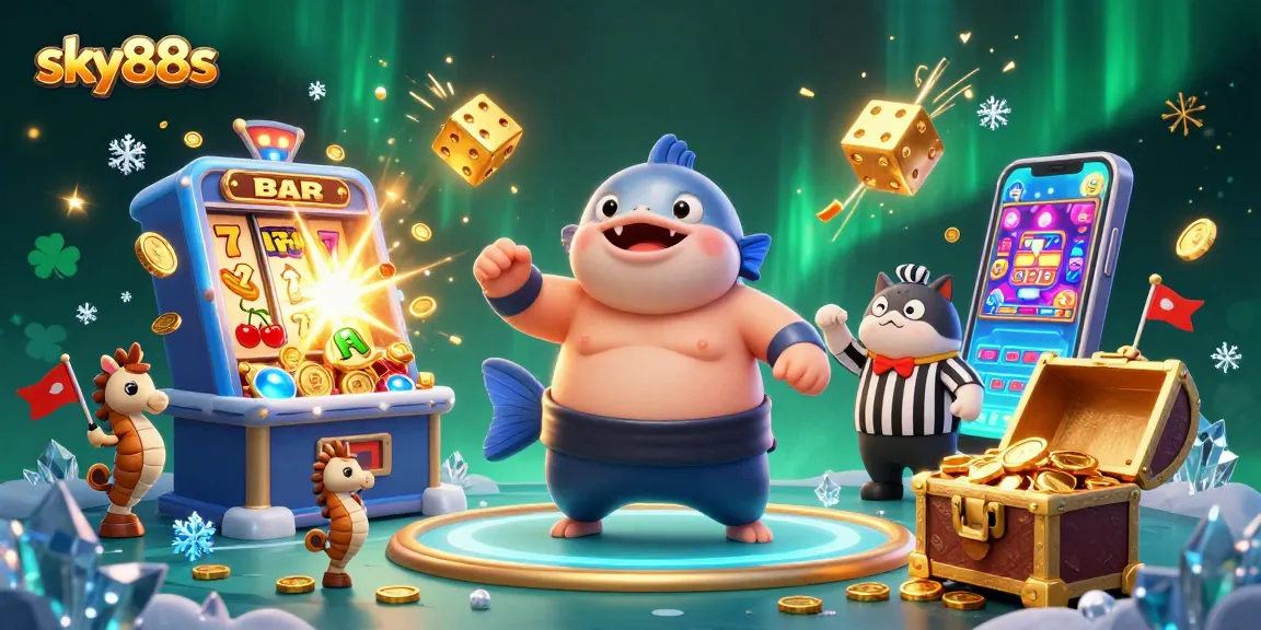 Engage with thrilling slots at sky88s as a colorful fugu leads an underwater casino adventure.