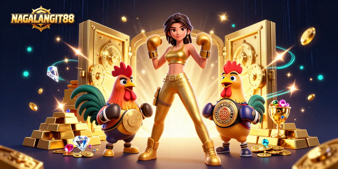 NAGALANGIT88 showcases thrilling jackpots with vibrant 3D characters and gold treasures.