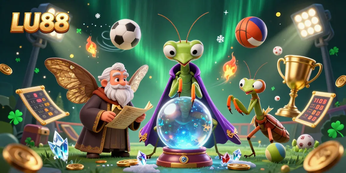 Experience the thrilling LU88 casino adventure with a vibrant 3D illustration featuring fortune tellers and dynamic sports elements.