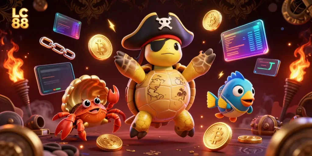 Experience exhilarating gaming with LC 88, featuring vibrant pirate-themed illustrations and digital treasures.