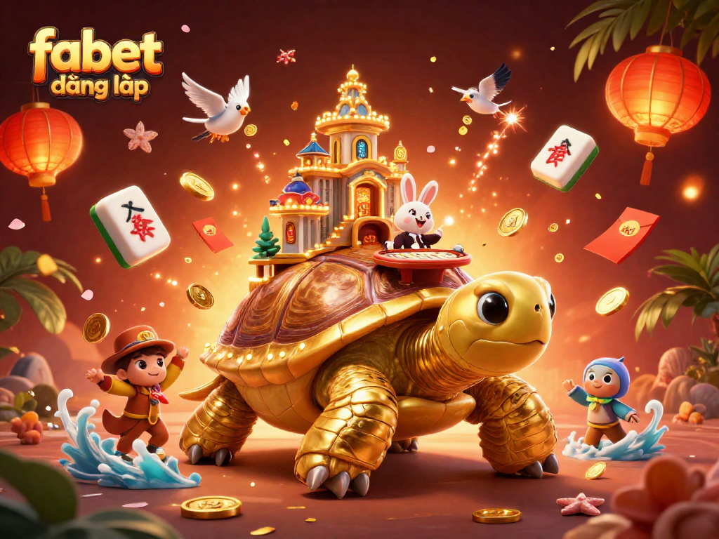 Experience the thrill of fabet đăng nhập with a vibrant 3D casino scene full of golden rewards.