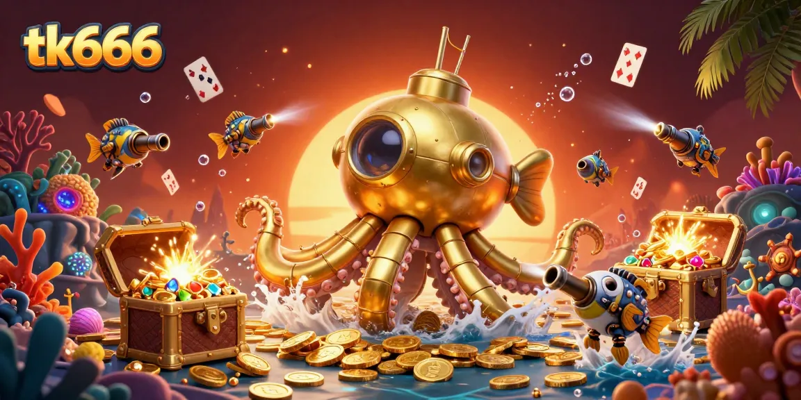 Experience thrilling gaming with tk666, where the golden kraken submarine explores a treasure-filled underwater world.
