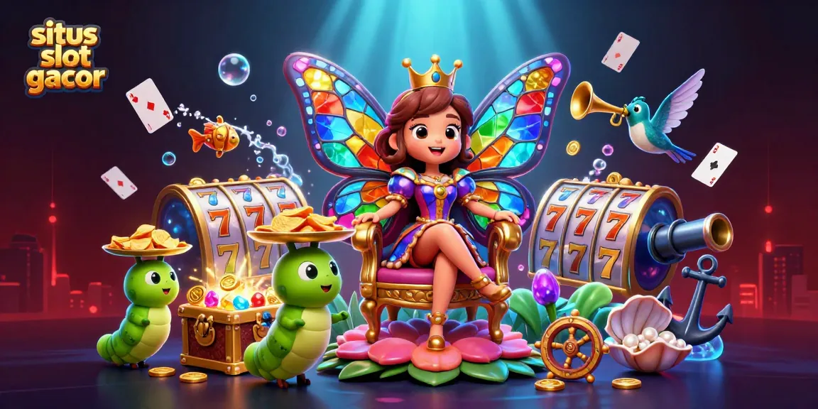 Experience the enchantment of situs slot gacor with vibrant characters surrounded by dynamic casino elements.
