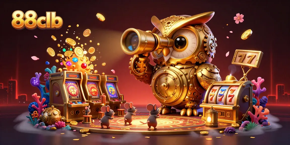 Experience the excitement of 88clb with a clockwork owl scanning the casino floor as gold coins explode from treasure.