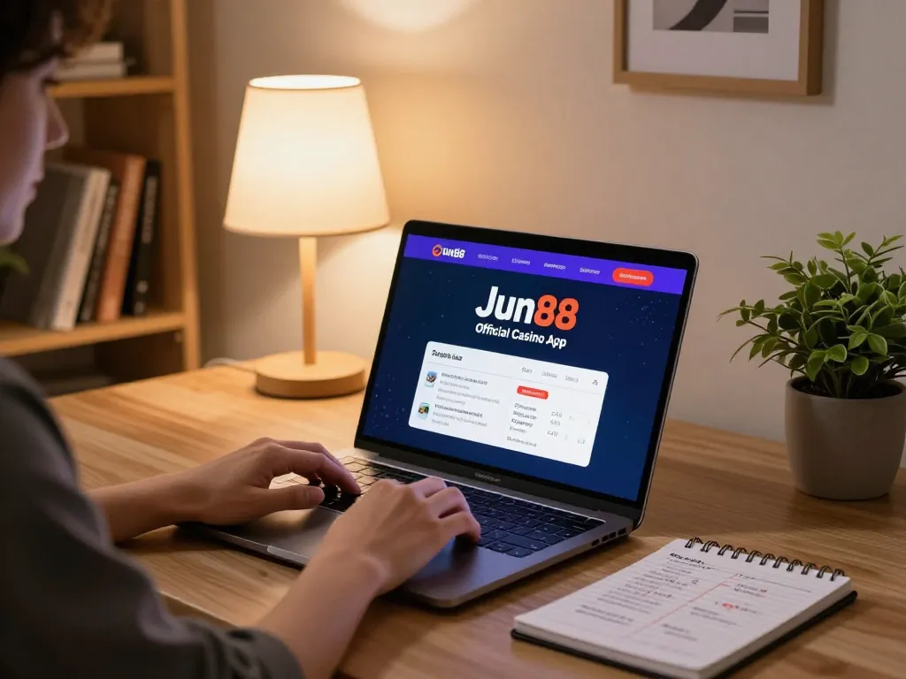 Engaging with Jun88 Official online casino app in a cozy home setting while managing betting strategies